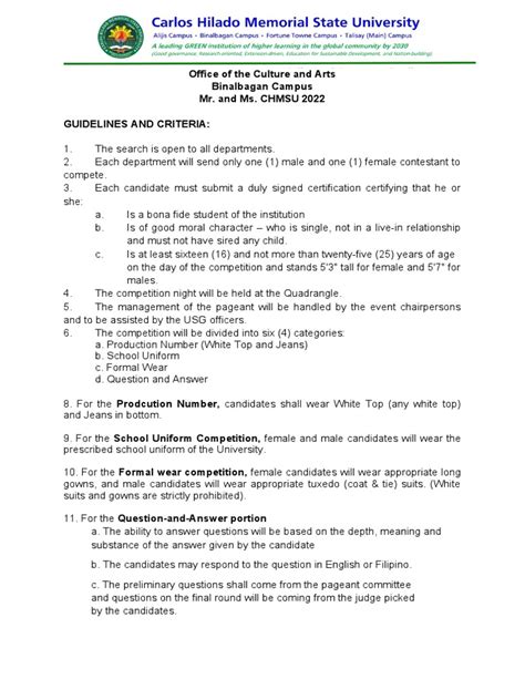 chmsu uniform|MR and Ms Chmsu Guidelines .